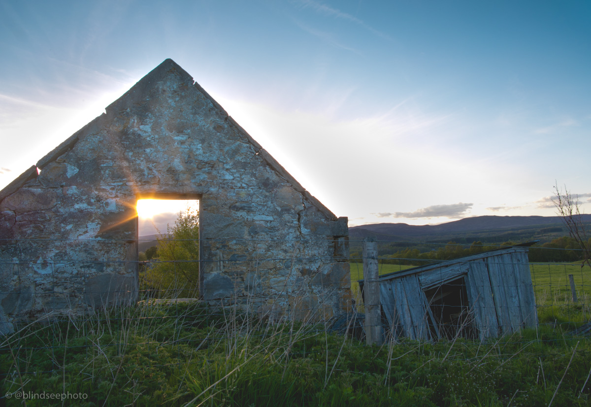 Soillerie House - Sunset over the derelict building at the back