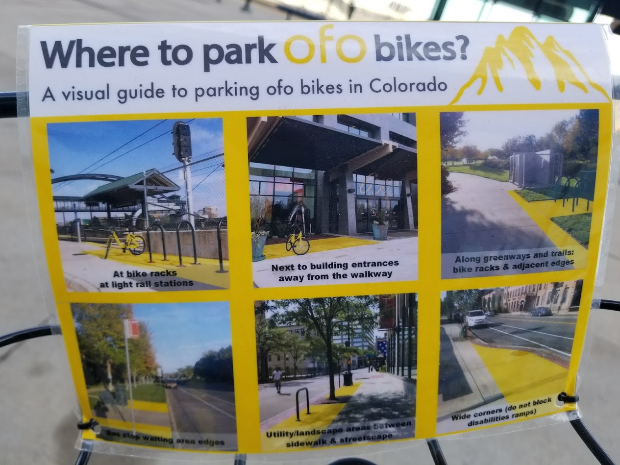 Bike share parking requirements are posted on every Ofo bike. Click image to make larger.