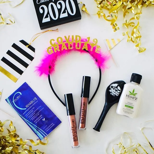 Surprise your smarty pants senior with a COVID-19 Graduation Beauty Box. We only have 3 left and they are ready to ship! Order with link in bio. #holycitylipgloss #covidgraduation #covidgrad
