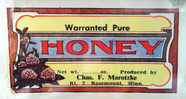 A label from one of Charles Marotzke's jars of honey.