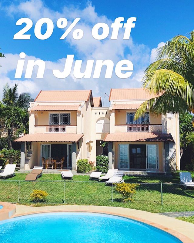 20% off all Villas at @villasbanyan_mauritius in June. Each of our villas sleep six adults and are fully equipped with a kitchen, lounge room and shared garden + pool! Beat those winter blues and join us here in paradise 🌴✨
