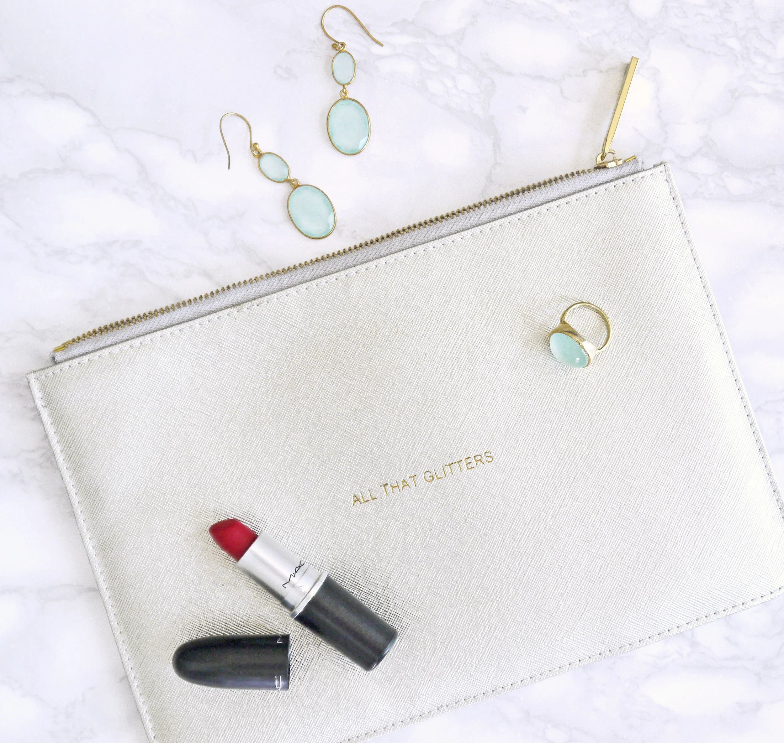 Aqua Chalcedony And 14 Karat Gold Filled Earrings, With Matching Ring