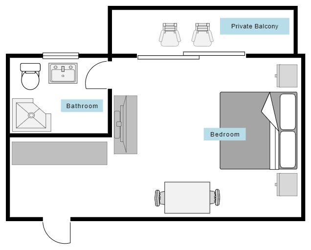 example room layouts include bedroom, closet, balcony, and bathroom 1 of 3