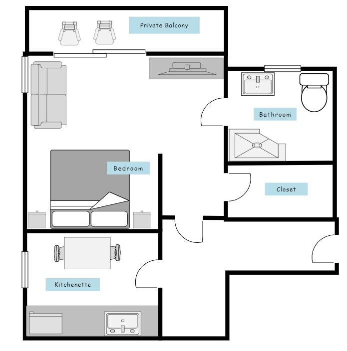 example room layouts include bedroom, closet, balcony, and bathroom 3 of 3