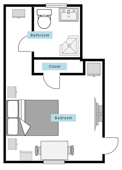 example room layouts include bedroom, closet, and bathroom 1 of 10