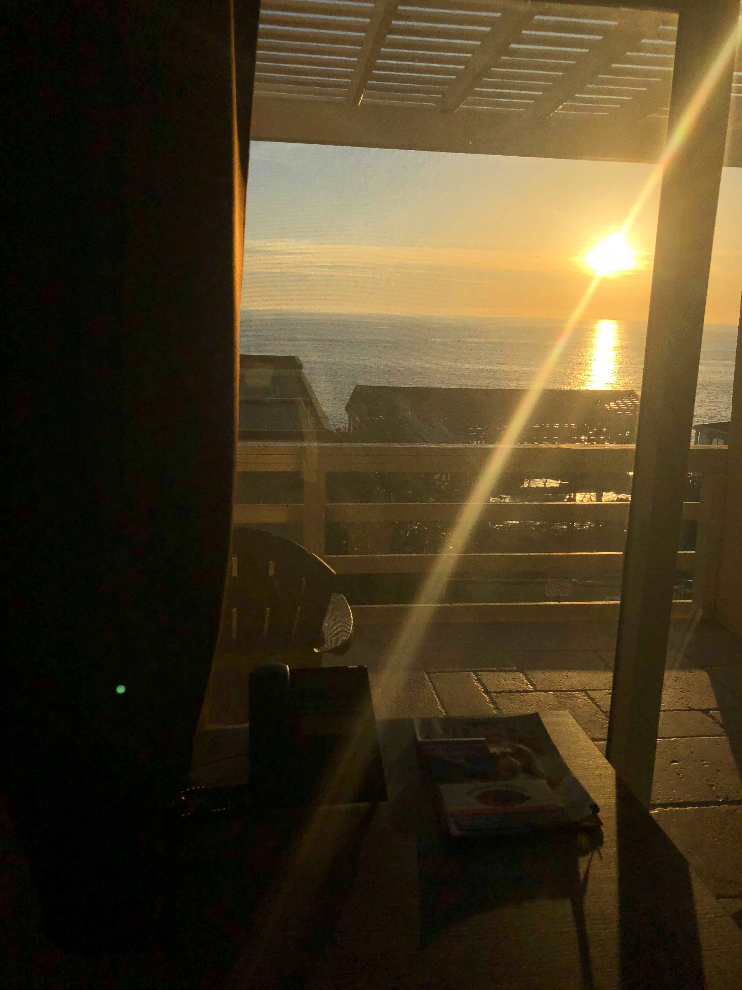 sunset through window