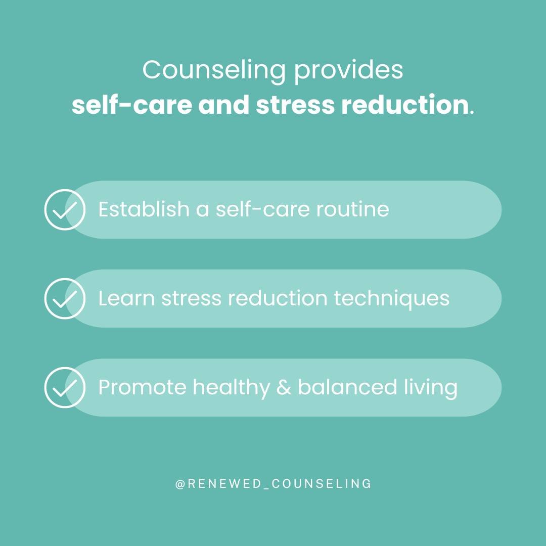 Counseling can help you establish self-care routines and stress reduction techniques, promoting a healthier and more balanced lifestyle.✨

Learn more about how counseling can benefit you by calling our team at 321-426-0359!

#christiancounseling #ren