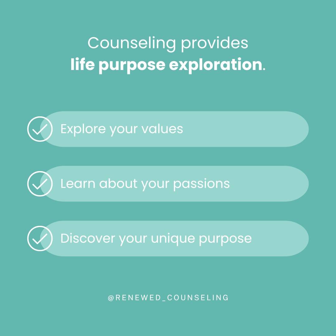 If you're feeling lost or unsure about your life's purpose or direction, counseling can help you explore your values and passions. Reach out to our team today at 321-426-0359✨

#christiancounseling #renewedcounseling #christiancounselor #melbournecou