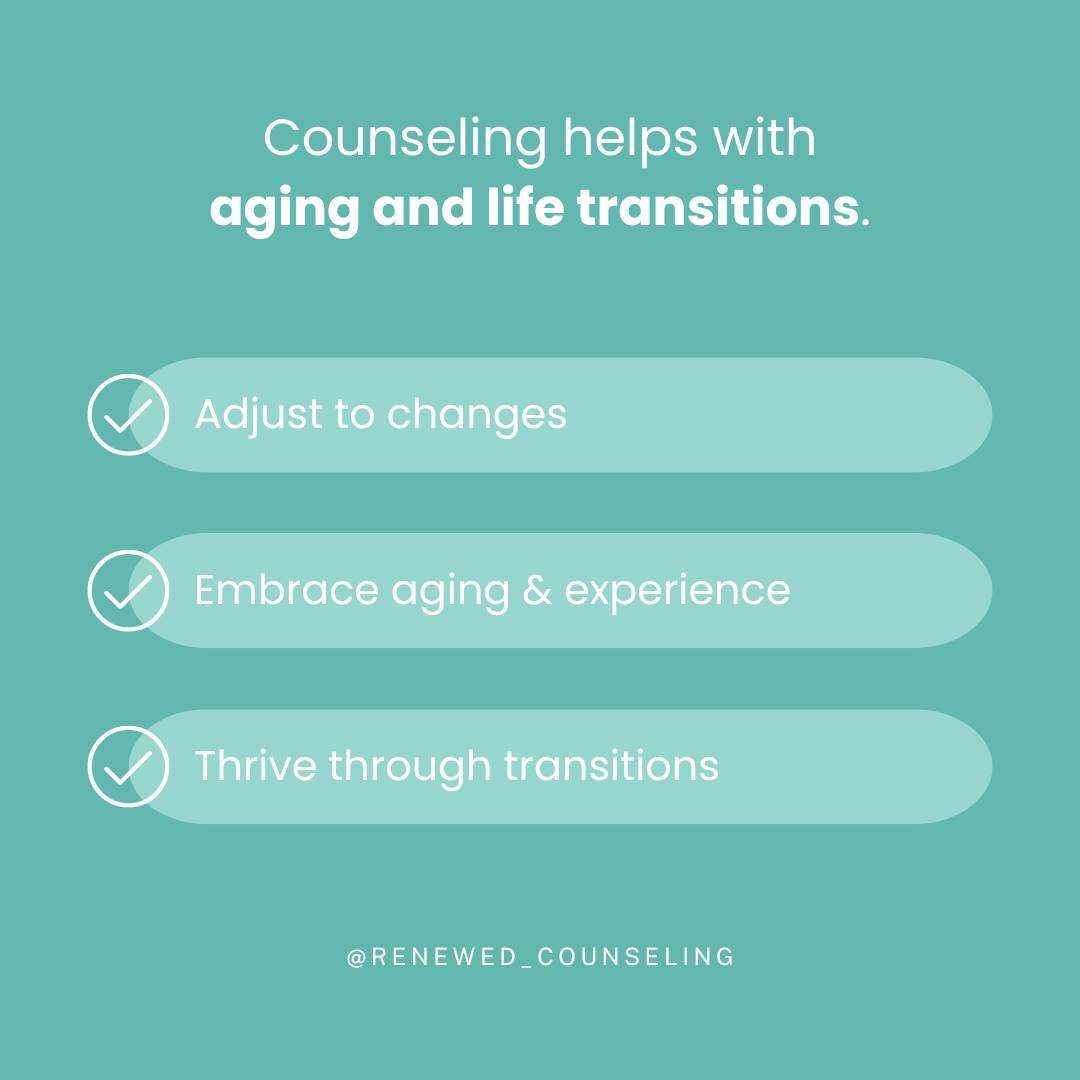 As individuals age and face significant life transitions, such as retirement or health issues, counseling can assist in adjusting to these changes. If you need help navigating this season of life, reach out to our team at 321-426-0359✨

#christiancou