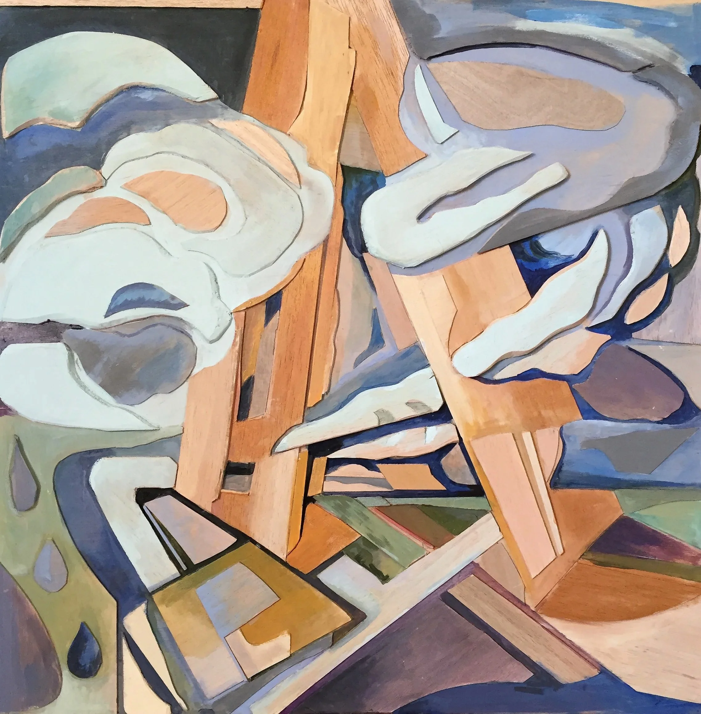    Frame of Light  , layered wood, Flashe paint on panel, 24"x2 4", 2017 