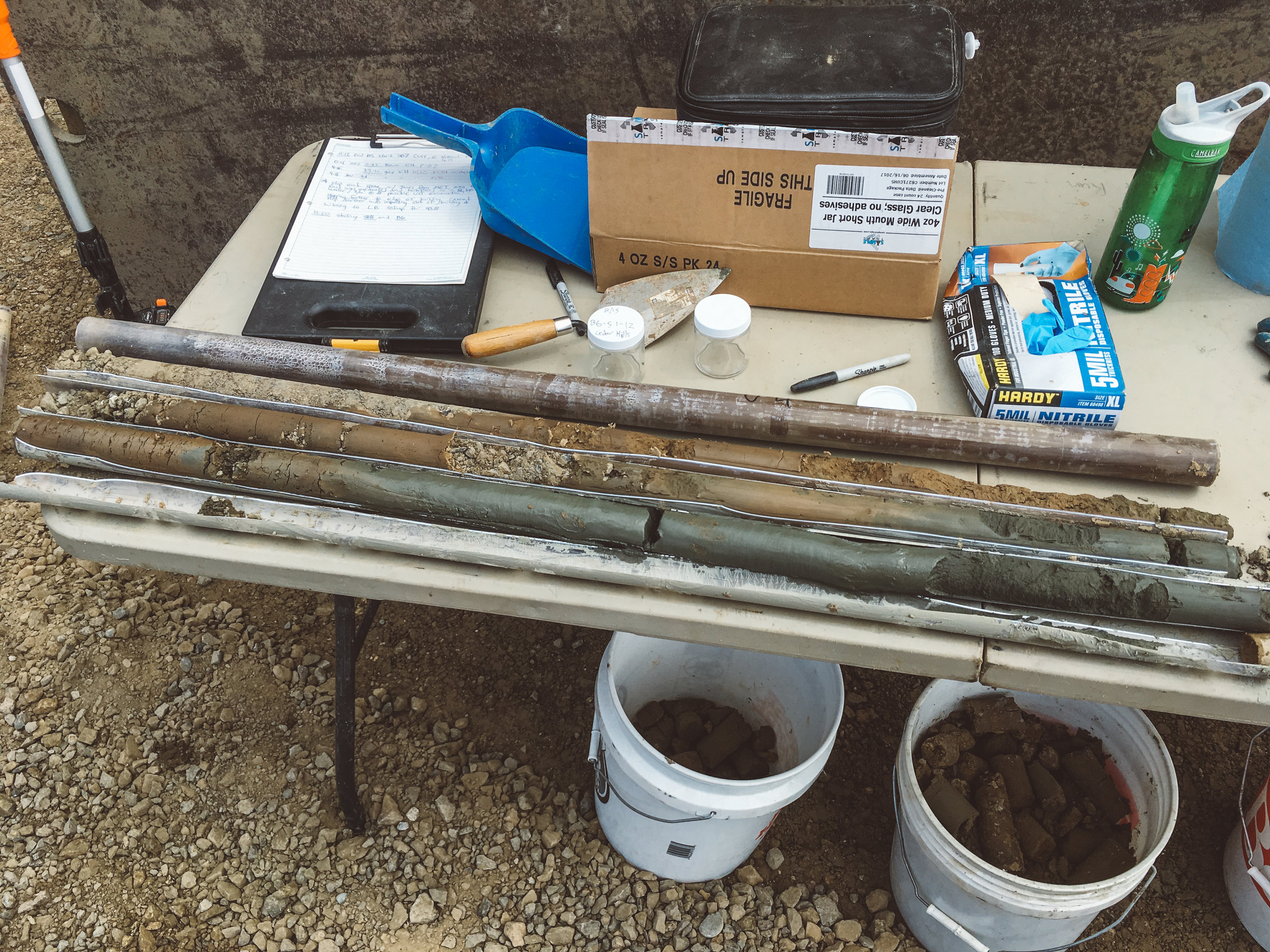 Our detailed examination of soil cores collected with our in-house drill rig is an important step in our work.