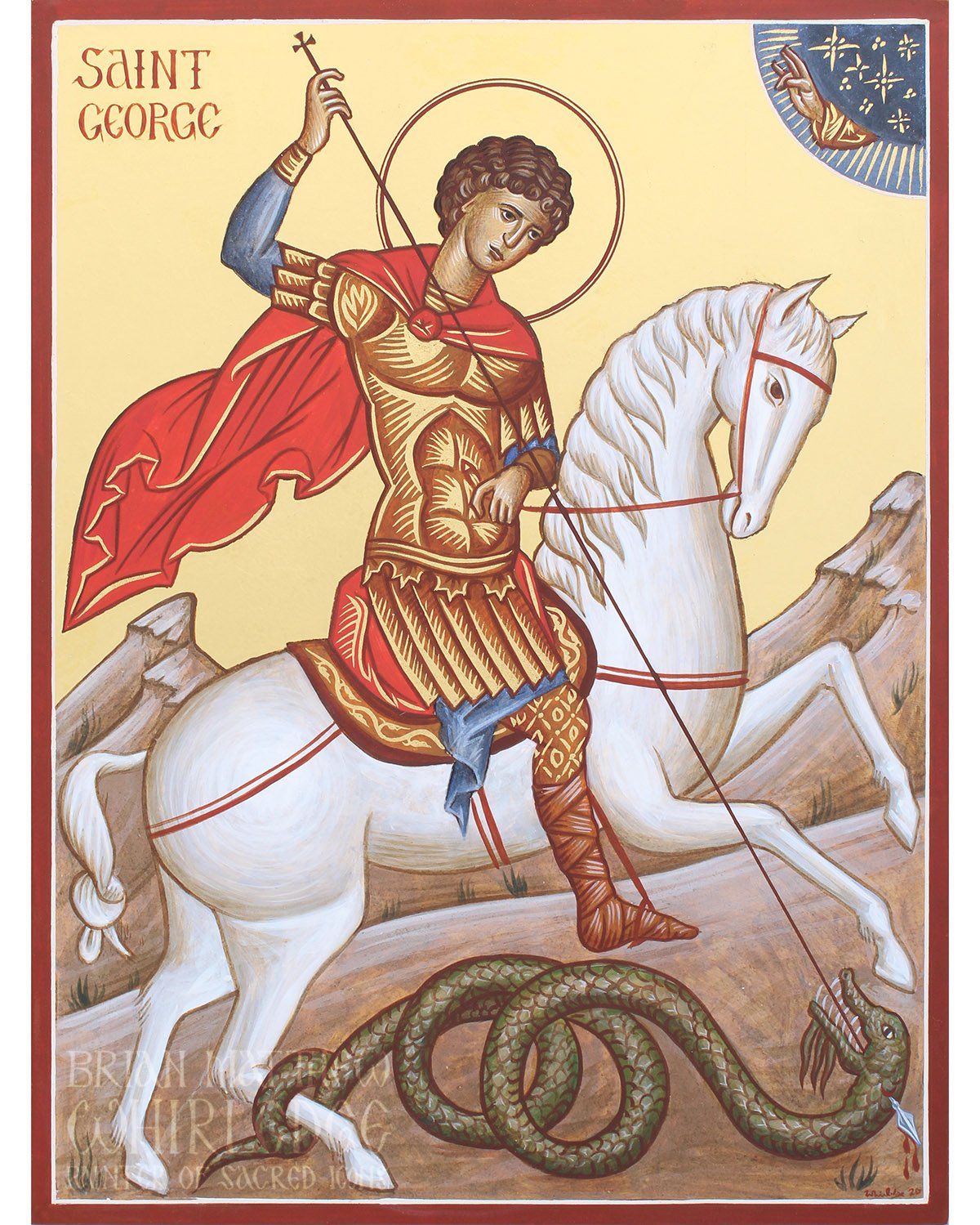 Saint George the Great Martyr was born in Cappadocia, the son of wealthy and virtuous parents. His father suffered for Christ, and his mother then moved to Palestine. When George grew up he entered the military, where he attained, in his twentieth ye