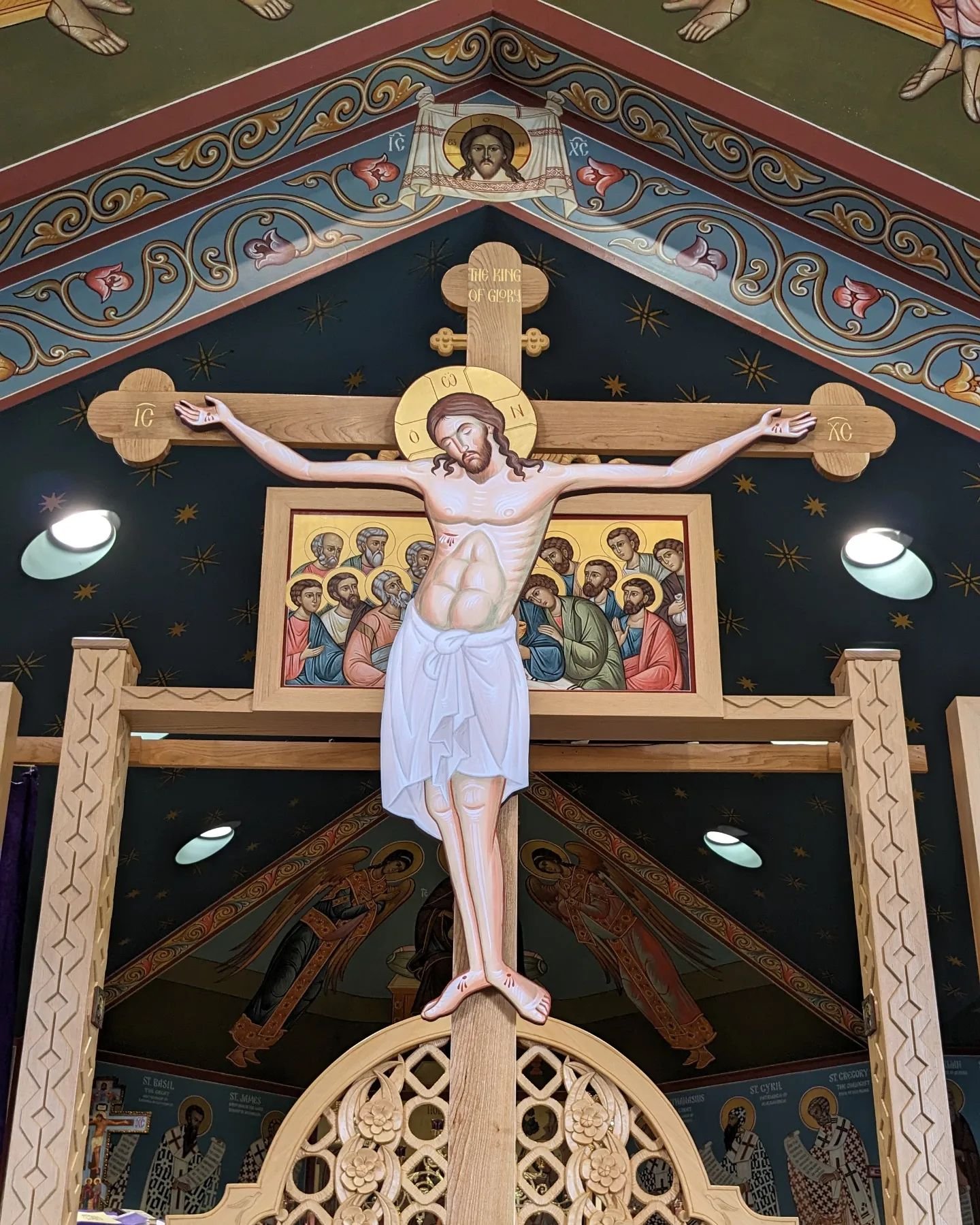 I collaborated on this wonderful project with @kenthecarpenter  for Holy Trinity Orthodox Church in Parma Ohio. I painted the Lord's Corpus with egg tempera and gold, and Ken the Carpenter made the cverry cross. Would your parish like a new cross and