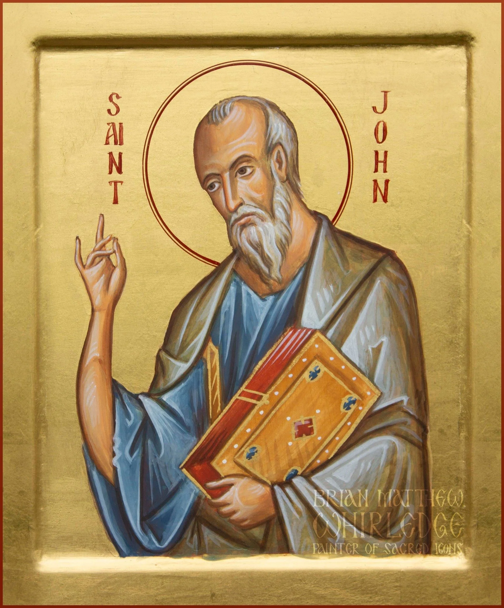 Saint John the Theologian. Egg tempera and gold on panel. 8x10&quot; 2021.
.
John was the son of Zebedee the fisherman and Salome the daughter of Joseph, the betrothed of the Holy Theotokos. Called by the Lord Jesus, John immediately left his father 