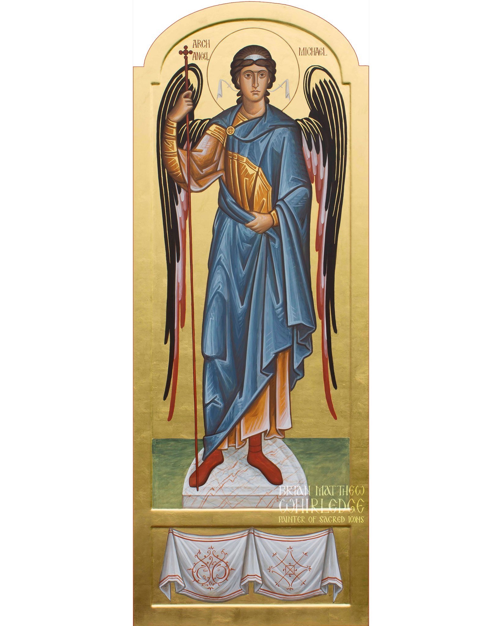 Archangels Michael and Gabriel, Deacon's Doors from the iconostasis of St. Mary's Orthodox Church, Painted Post, NY. Egg tempera and gold on panel. 2021. 70&quot;x27&quot; (178x69cm)
.
On November 8, we commemorate the Holy Archangels Michael, Gabrie