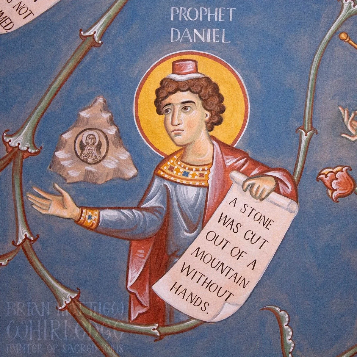 The Holy Prophet Daniel. Wallpainting at St. Elizabeth Orthodox Church, Poulsbo, Washington. 2023.
.
Great are the accomplishments of faith, for the Three Holy Youths rejoiced in the fountain of flames as though in the waters of rest; and the prophet