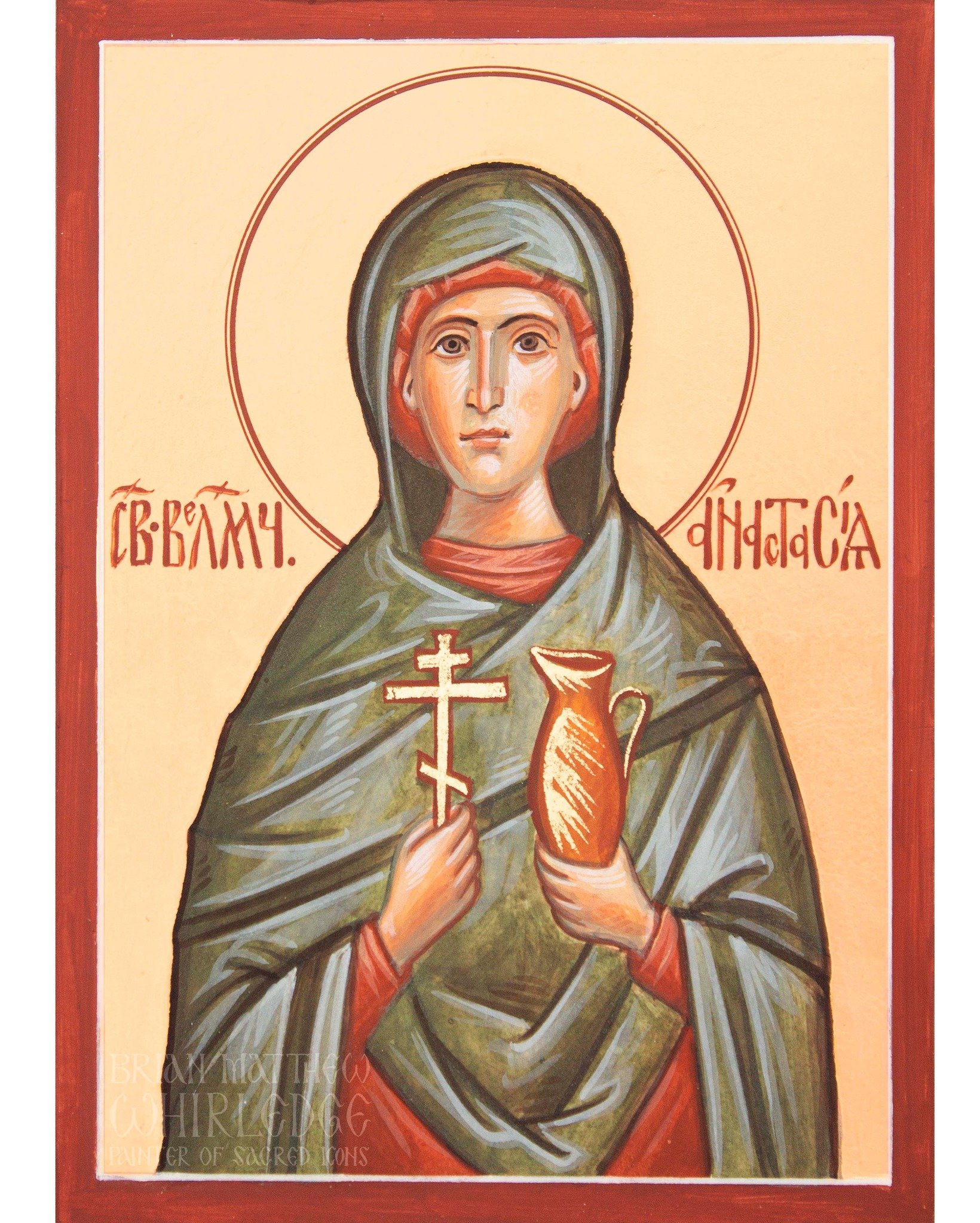 St. Anastasia
.
This glorious heroine of the Christian Faith was born in Rome into a wealthy senatorial family of a pagan father and a Christian mother. From her early youth, she clung in love to the Lord Jesus, guided in the teaching of Christ by a 