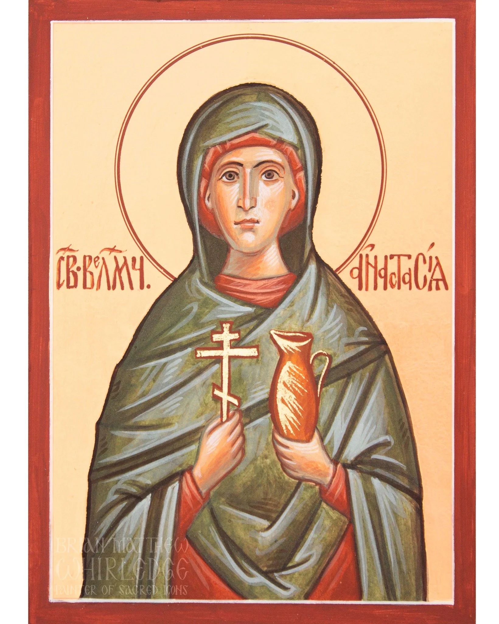 St. Anastasia
.
This glorious heroine of the Christian Faith was born in Rome into a wealthy senatorial family of a pagan father and a Christian mother. From her early youth, she clung in love to the Lord Jesus, guided in the teaching of Christ by a 