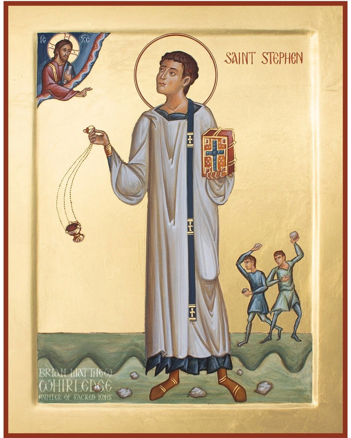 The Protomartyr and Archdeacon Stephen
.
With crowns of words, as it were with stones most precious,
I now crown Stephen, whom the stones crowned before time.
On the twenty-seventh a stony destiny took Stephen away.
.
Stephen was the first and archde