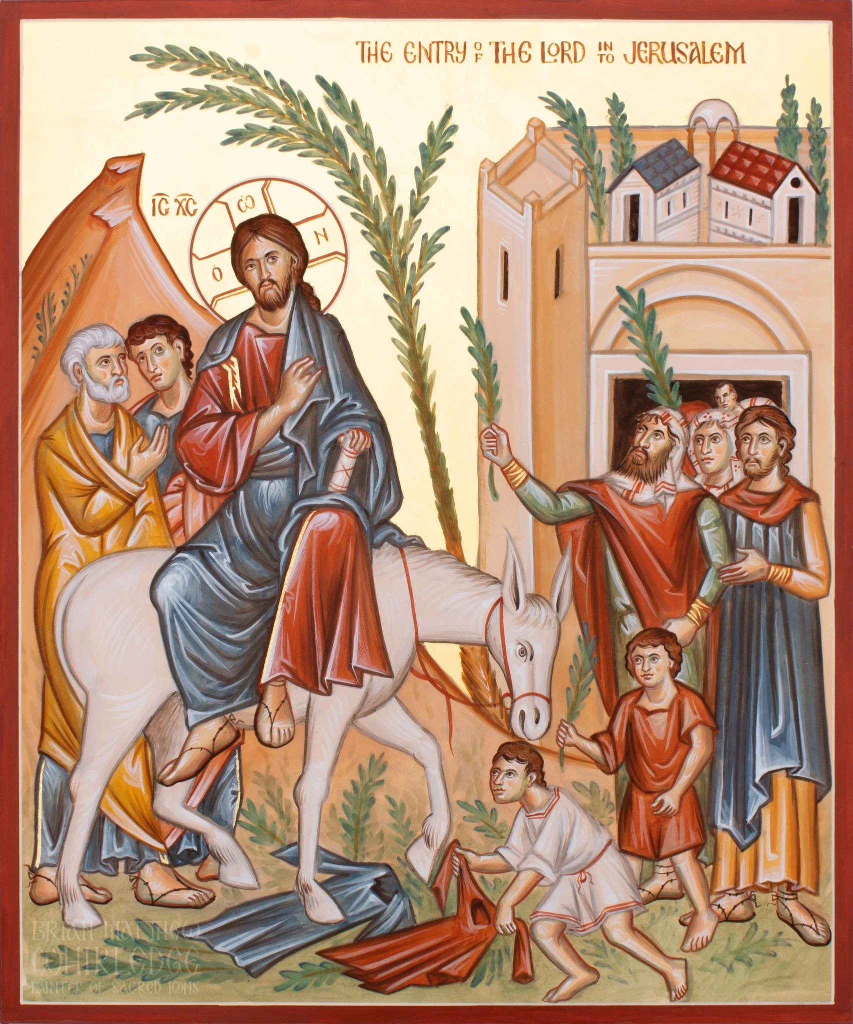 The Lord's Triumphal Entry into Jerusalem (Palm Sunday). 10x12&rdquo; Egg tempera and gold on panel. 2024.
On this day in the Holy Orthodox Church, the Sunday of Palms, we celebrate the radiant and glorious festival of the Entrance of our Lord Jesus 