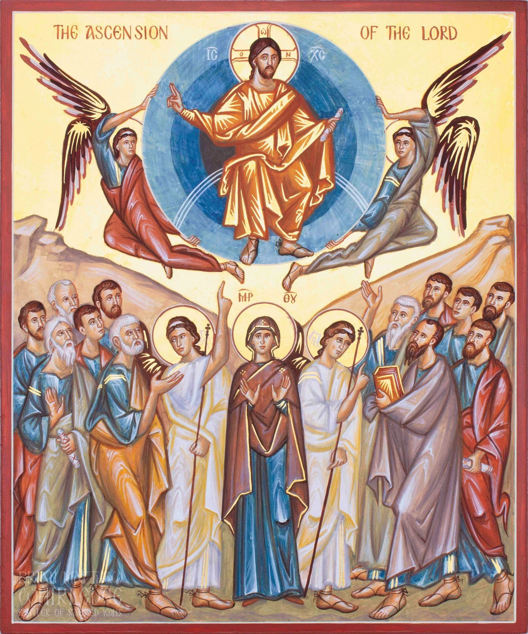 The Ascension of the Lord. Egg tempera and gold on panel. 10x12" 2024.
.
Thou hast ascended in glory, O Christ our God, and gladdened Thy Disciples with the promise of the Holy Spirit, making them confident through the blessing that Thou art the