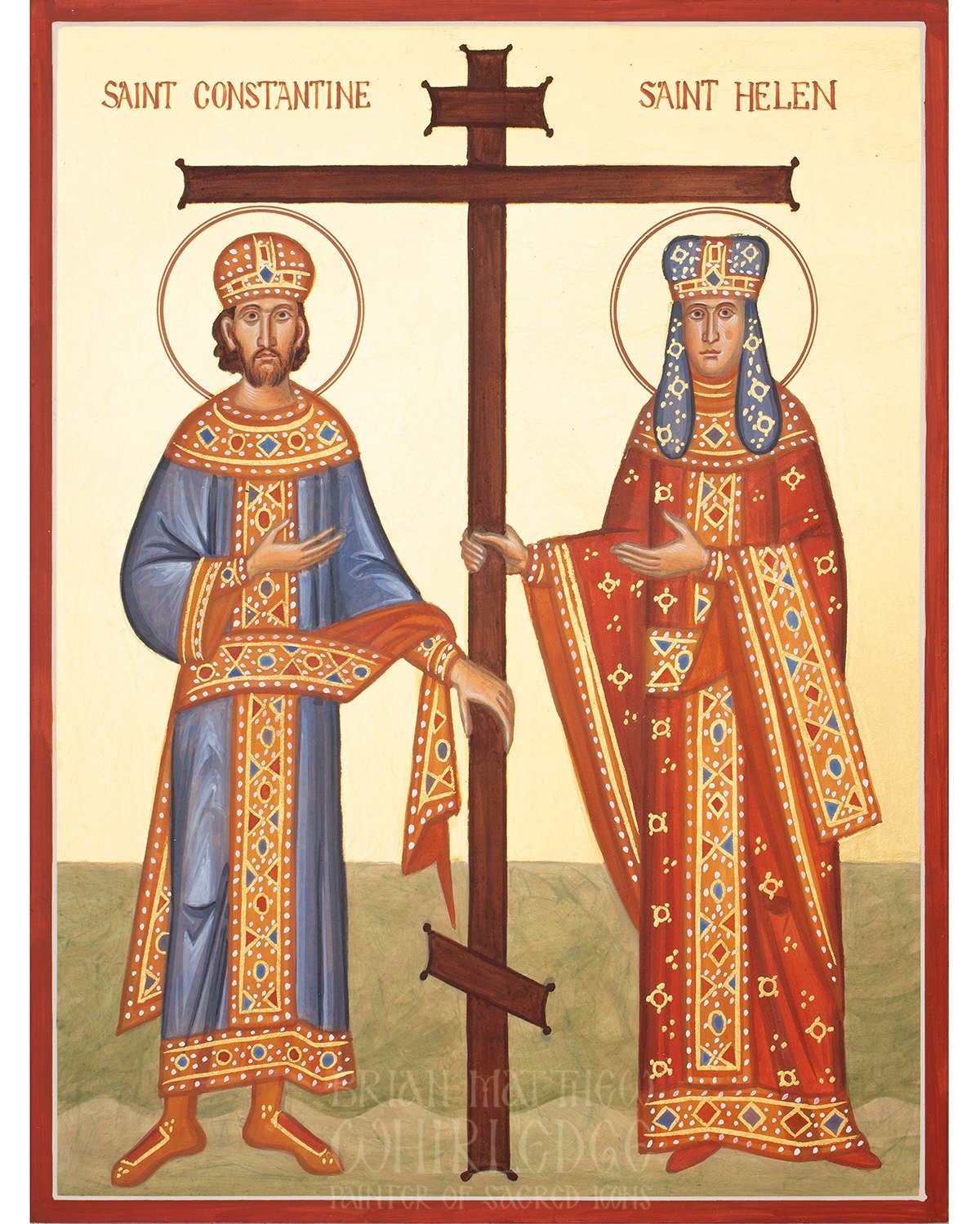 Saints Constantine And Helen. Egg tempera and gold on panel. 9x12&rdquo; 2023.
.
On May 21, we commemorate the holy, glorious, great, God-crowned Sovereigns
Constantine and Helen, the Equals to the Apostles.
Before a great battle, while Constantine w