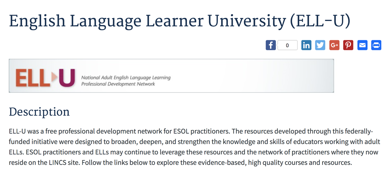 Professional Development — Literacy Education and Second Language Learning  for Adults