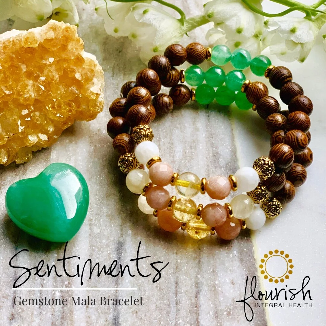 Sentiments of Peace, Love, Joy and Gratitude Mala Bracelet
