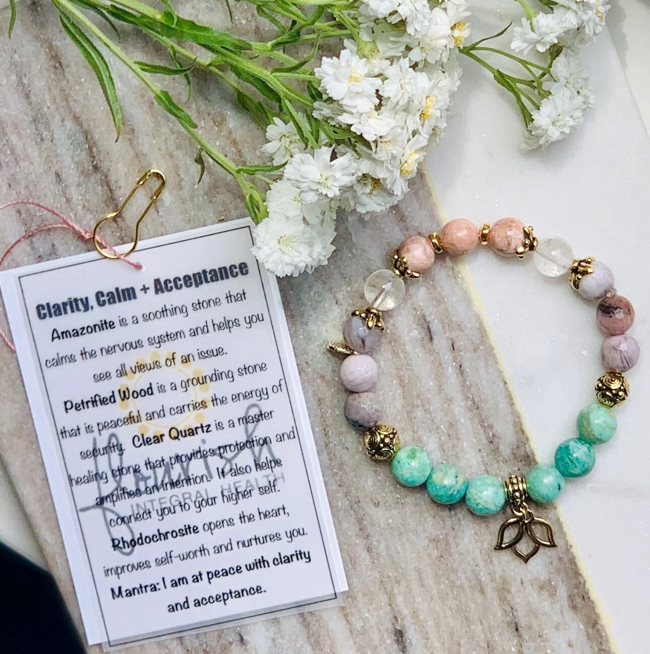 Clarity, Calm, Acceptance Mala Bracelet