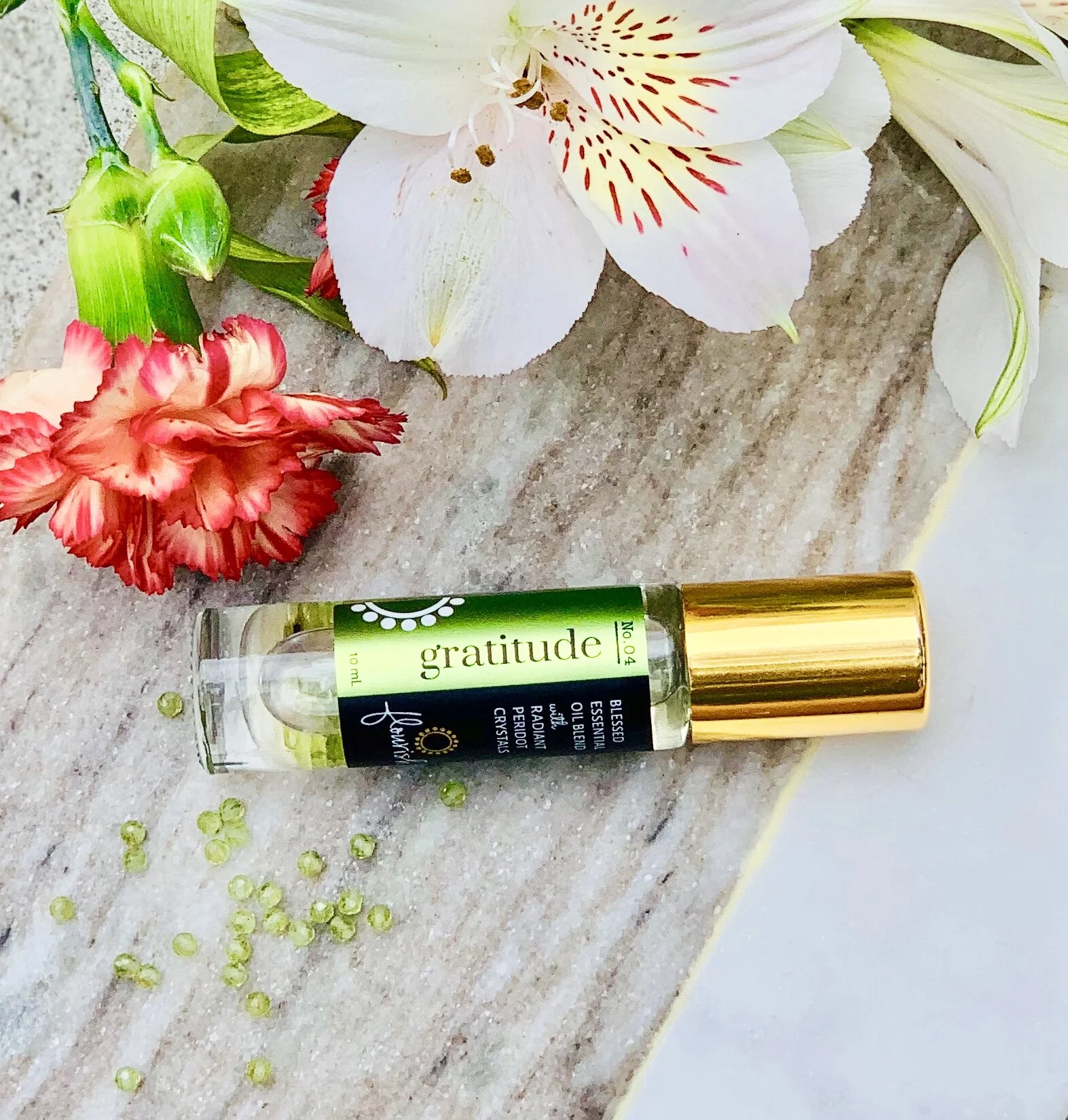 Gratitude Essential Oil Blend with Peridot Crystals