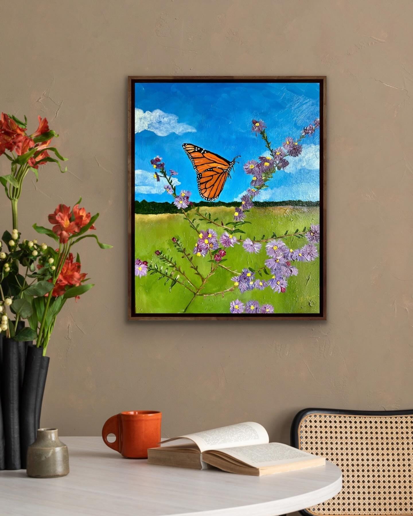 Ft. Sheridan Butterfly. I learned: 

A photograph (that you love) isn&rsquo;t always replicable in oil with the same feeling. (this is not a favorite!) 

Hues create a feeling. I began painting the field true to the photographed colors but that felt 