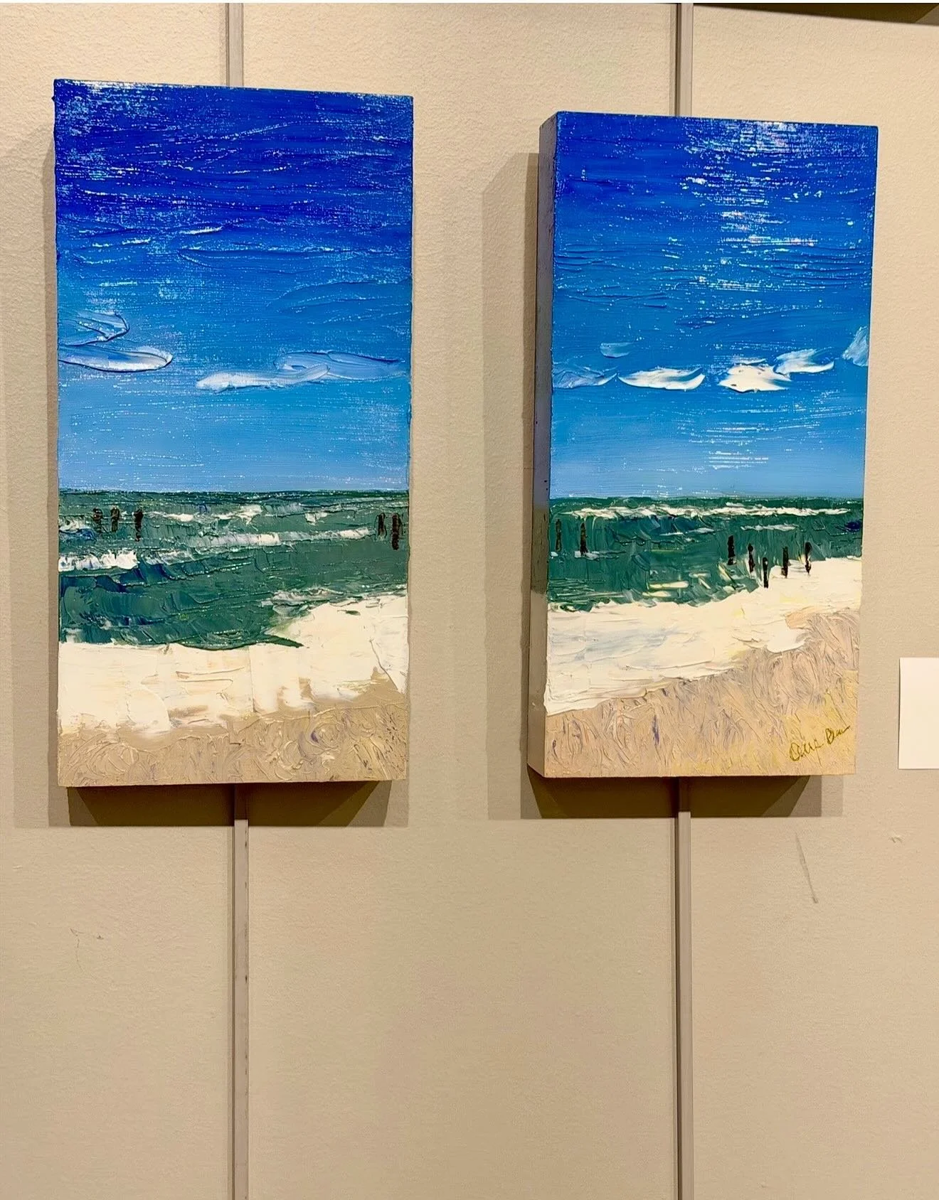 Naples Beach and how the pair came to be&hellip;

Why? I entered a show (at the North Shore Art League) that I had yet to participate in, called Inchworks. Art needs to be 144 square inches or less. 

What to paint? A Naples Beach photo that I took o