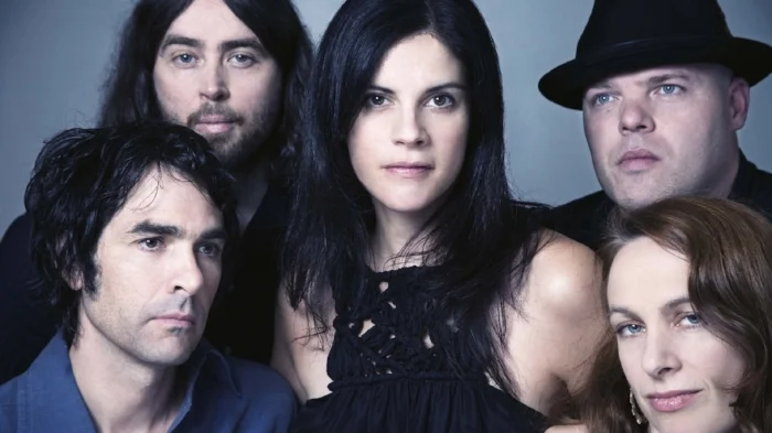 Boss Hog, with husband and wife duo Jon Spencer (bottom left) and Cristina Martinez (centre), and also drummer Hollis Queens (bottom right)