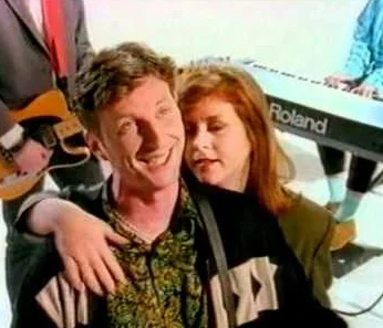 Bragg and MacColl in Billy’s video for 1991’s “Sexuality,” in which Kirsty provided backing vocals