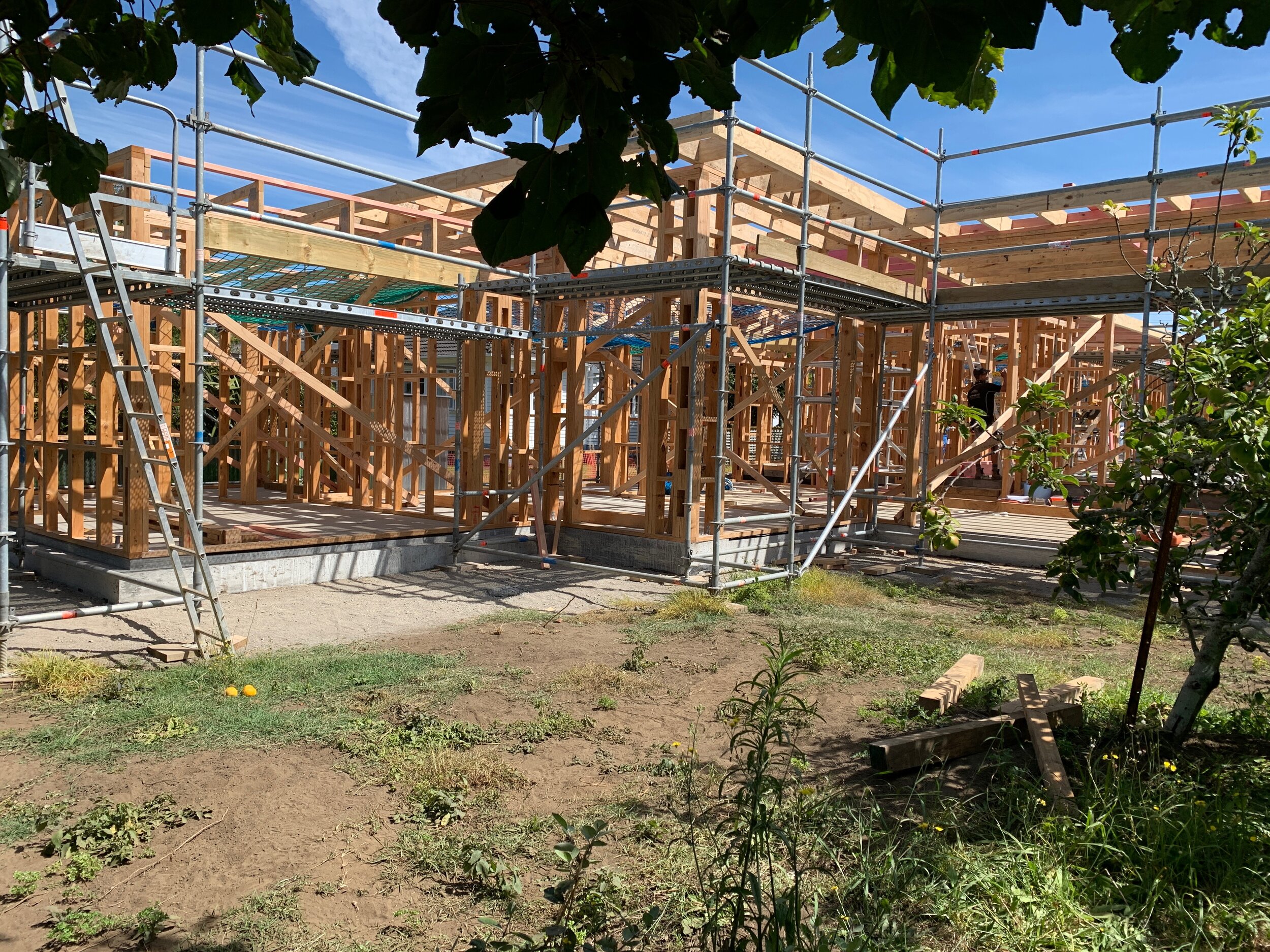 Framing, roof trusses and rafters up - exciting progress