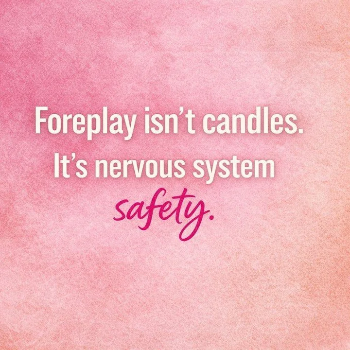 Foreplay isn&rsquo;t candles.⁠
⁠
It&rsquo;s your nervous system finally saying:⁠
&ldquo;I trust this.&rdquo;⁠
⁠
You&rsquo;ve been taught that turn-on is about technique.⁠
The right playlist.⁠
The right moves.⁠
The right scented oil.⁠
⁠
But your body 