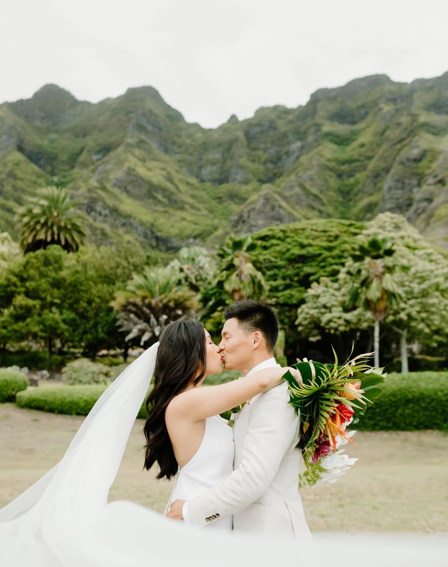 When J &amp; E booked us for a wedding in Hawaii we were so incredibly excited to photograph them at this epic venue featured in Jurassic Park!!! The backdrops in Kualoa Ranch were so memorable and it made for the most beautiful photos. 

.
#oahuwedd