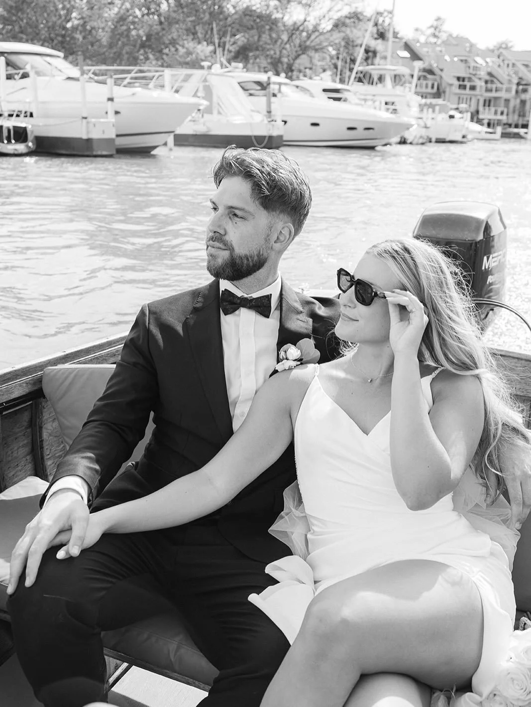 Boat ride photos on your wedding day??? I&rsquo;m all in 🥂