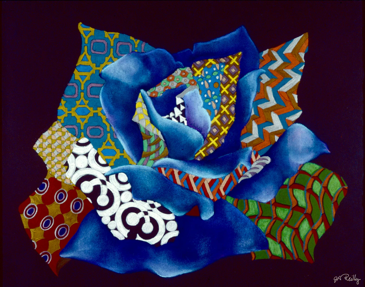 Blue Patterned Flower (signed).jpg