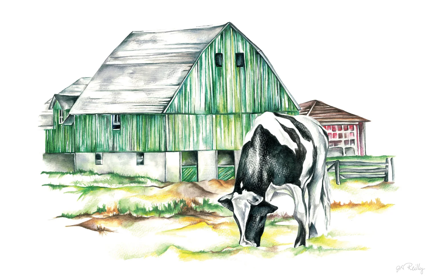 Green Barn with Cow (signed).jpg