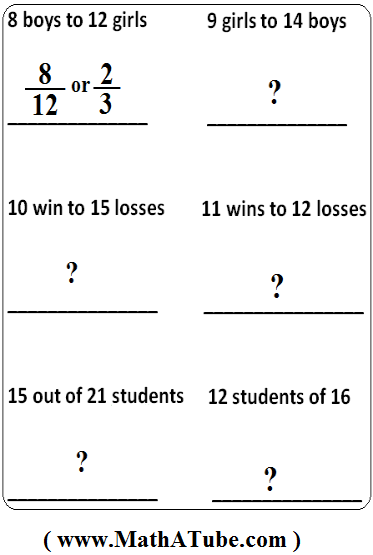ratios as fractions worksheets math a tube