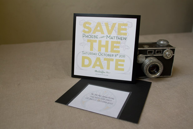 Art deco style wedding save the date design