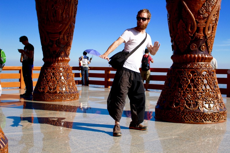 Me rocking my samurai pants… with hiking shoes…