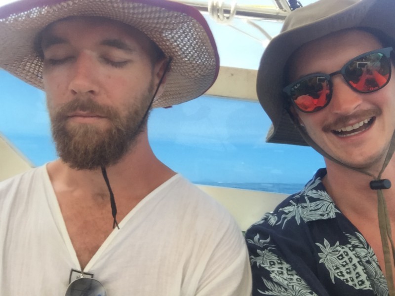 Classic Danny sleeping in transportation (left) and Nick taking selfies (right)