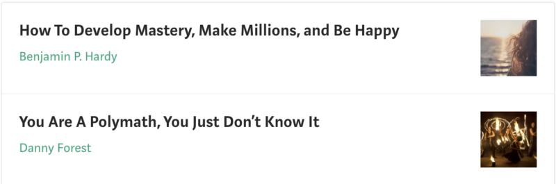 Person clapping for both myself and Benjamin P. Hardy , Medium’s top writer