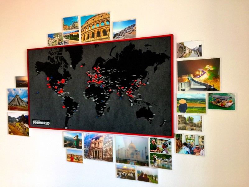 Red pins are places we visited during the trip and earlier ones. Blue pins are places we really wanted to go to, and grey pins are places we wanted to go if we had the time or the budget.