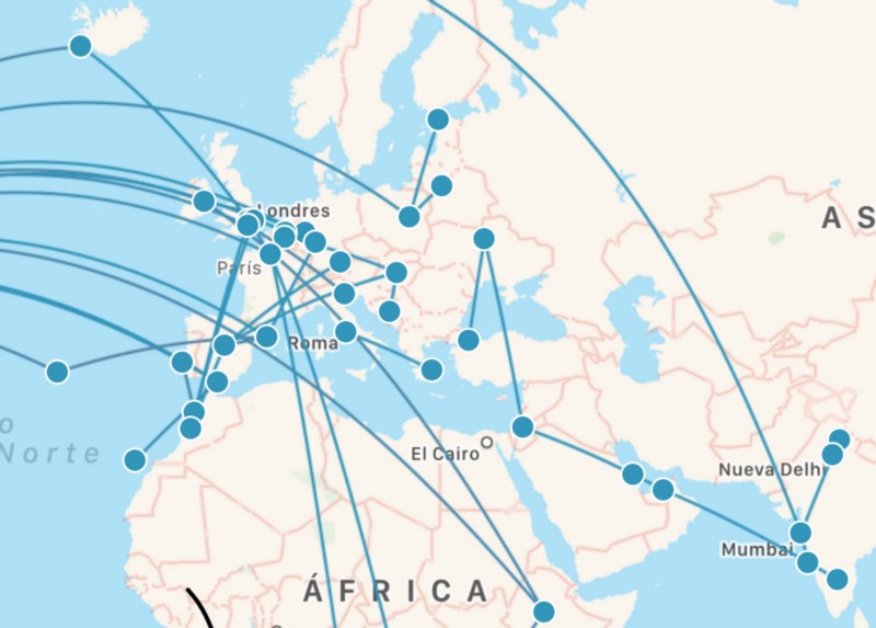 Europe flights before reaching Bangalore. Some of these flights are from previous trips, or more recent trips. Also worth noting, we did most of our travels by bus… imagine the map!