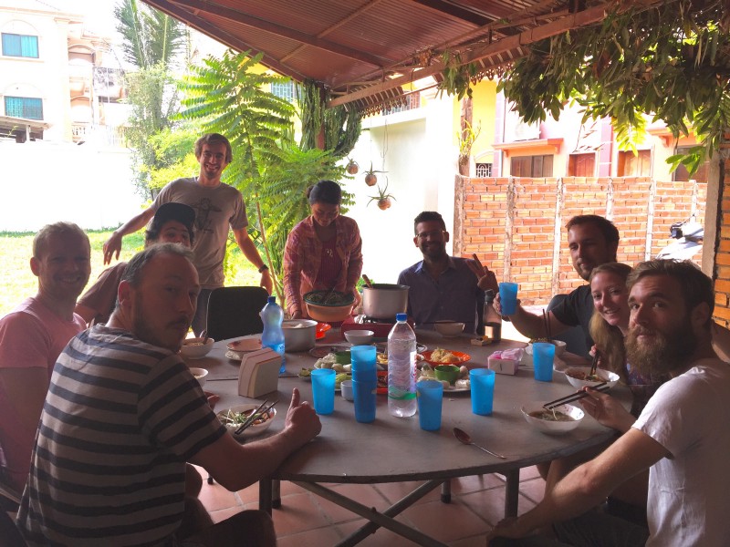 Family-style dinner at AngkorHUB coworking/coliving space in Siem Reap, Cambodia. One of my favourite coworking spaces in the world. I went there again for a longer term. We volunteered to help Jeff Laflamme , via workaway.info
