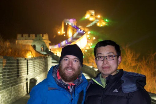 Sneaking out on the Great Wall of China at night with our local friend. He had contacts. I know this looks photoshopped. It’s not.