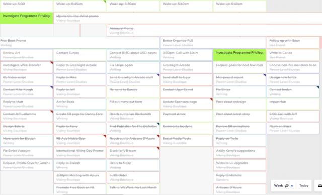  Teamweek screenshot of one of my recent work week